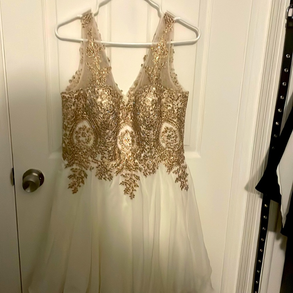 Beaded white flare dress